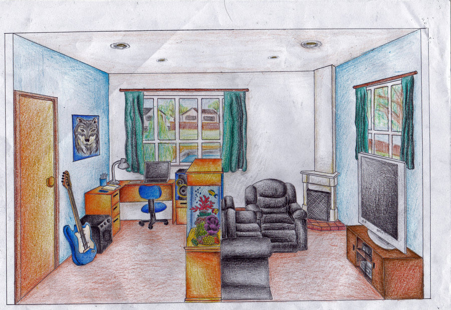 Interior Design Assignment One Point Perspective Hs Art